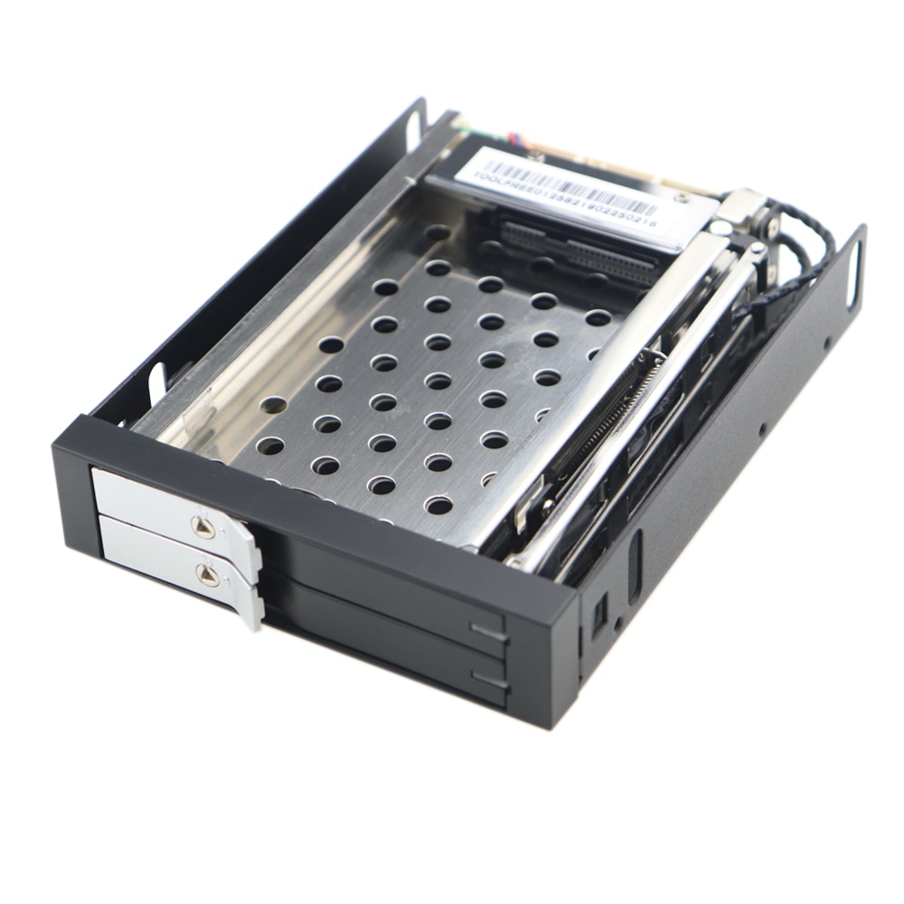 Zeadow Full Metal 2 Bay 2.5 Inch SATA HDD SSD Mobile Rack Enclosure With Power Data Cables For 3.5" Floppy Drive Bay Swap