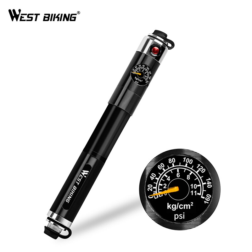 WEST BIKING Portable Bike Pump Gauge High Pressure Hand Pump Inflador Bicicleta Bike Accessories Schrader & Presta Bicycle Pump