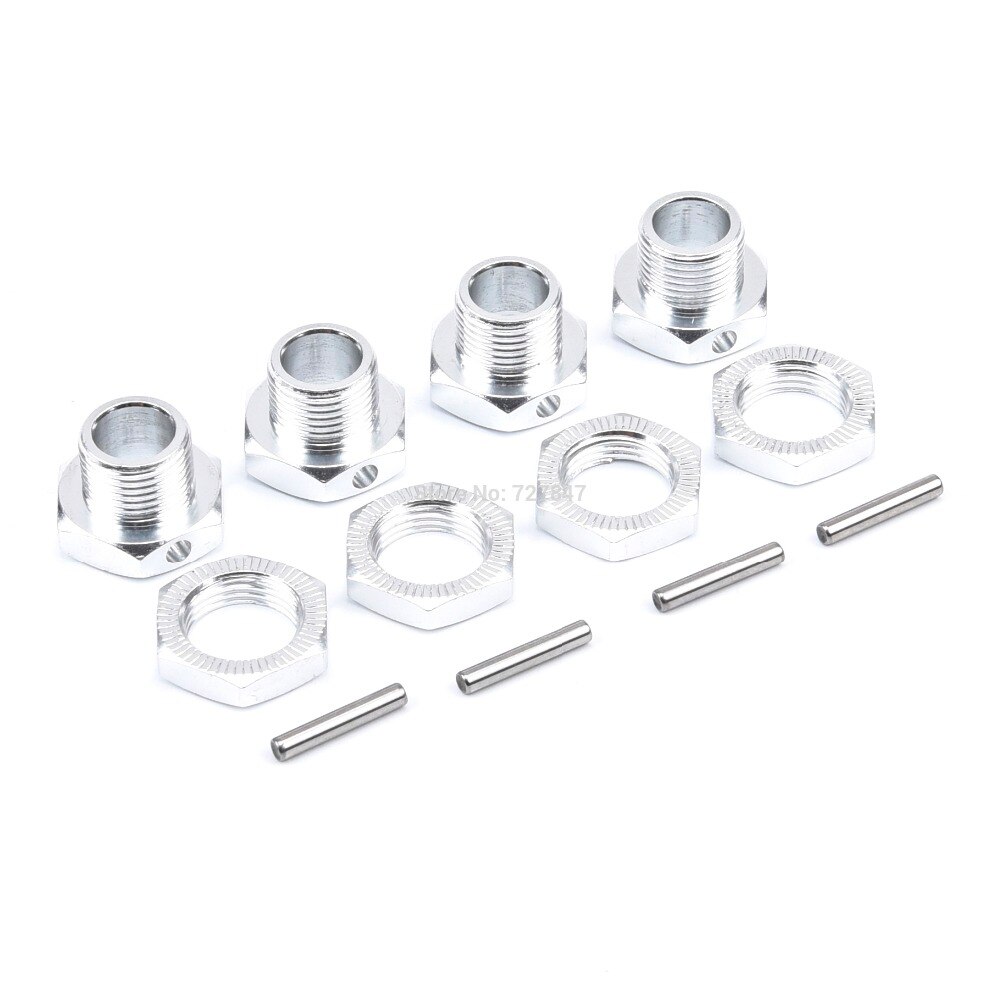 4 sztuk/partia RC koła klątwa kierowca 17MM koła ze stopu aluminium klątwa łącznik części zamiennych zestaw dla HSP 1/8 RC Gąsienica...: 4szt srebro