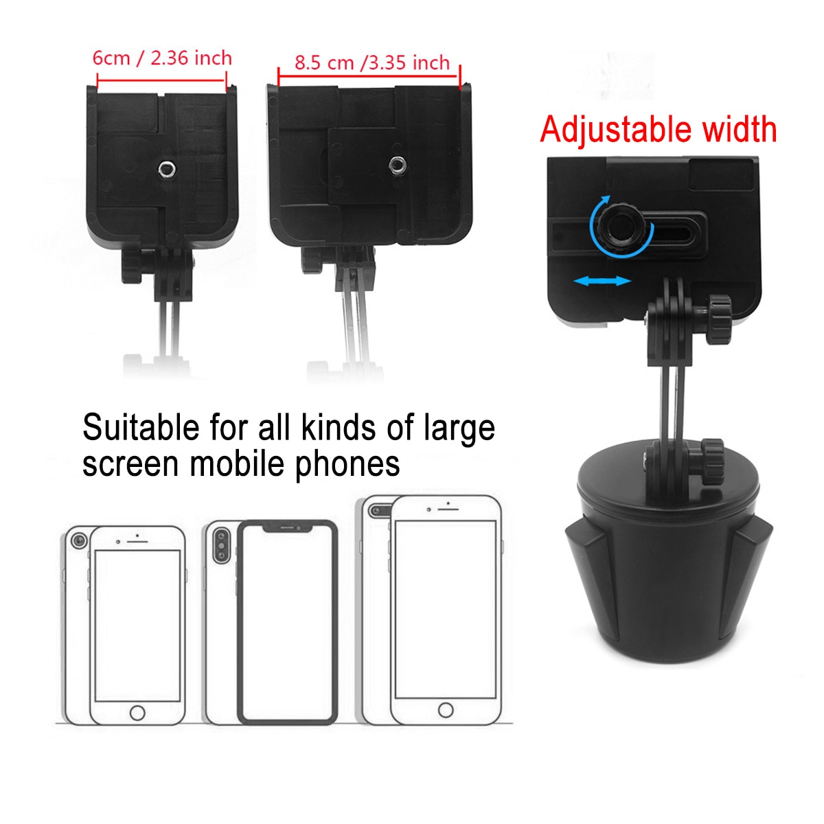 180 Degree Rotary Universal Adjustable Cup Holder Car Mount For SUV Rental Cars Pickup Golf Carts and Boats For Cell Phone