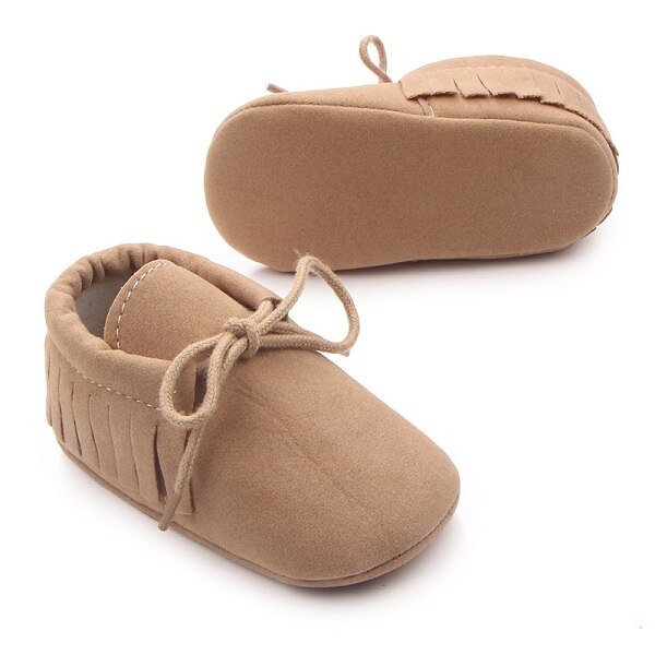 Baby Jongens Meisjes Mocassins Moccs Schoenen Babyschoenen Bebe Fringe Zachte Zolen antislip Footwear PU Leather Crib schoenen: Khaki / 13-18 months