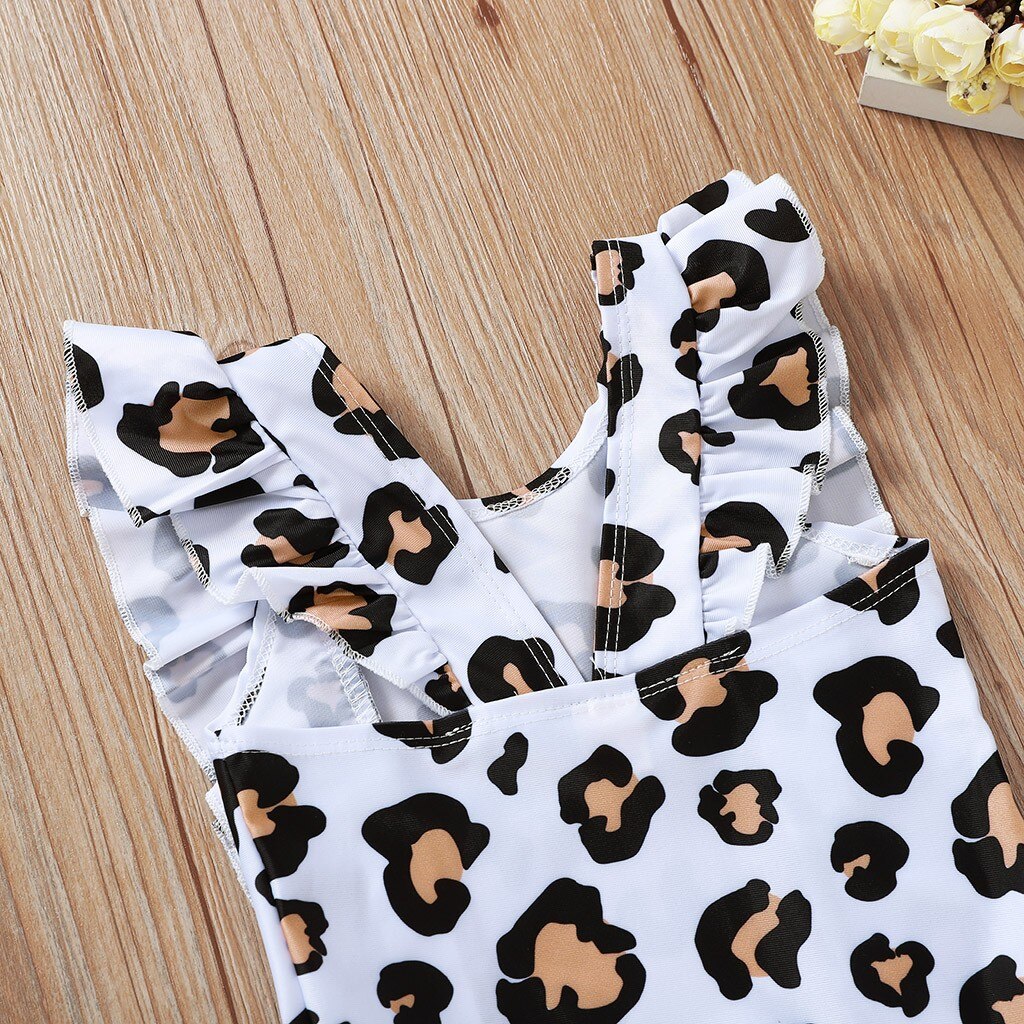 Babys Summer Clothes Kids Girls Summer Cartoon Leopard Printed Bikini One Piece Swimwear Swimsuit 2pcs Toddler Bathing Suit
