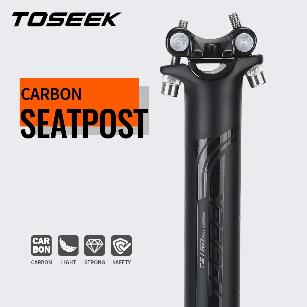 TOSEEK Black UD Matte Full Carbon Fiber MTB Road Bicycle Seatpost Bike Seat Post Cycling Parts 27.2/30.8/31.6 x 350/400mm