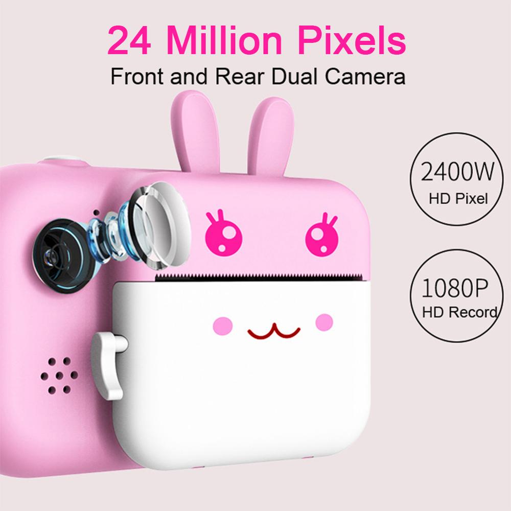 Mini Cartoon Kids Instant Print Camera 24MP Dual Cam Hd 1080P Kinderen Digitale Camera Foto Speelgoed Voor Kinderen Verjaardag