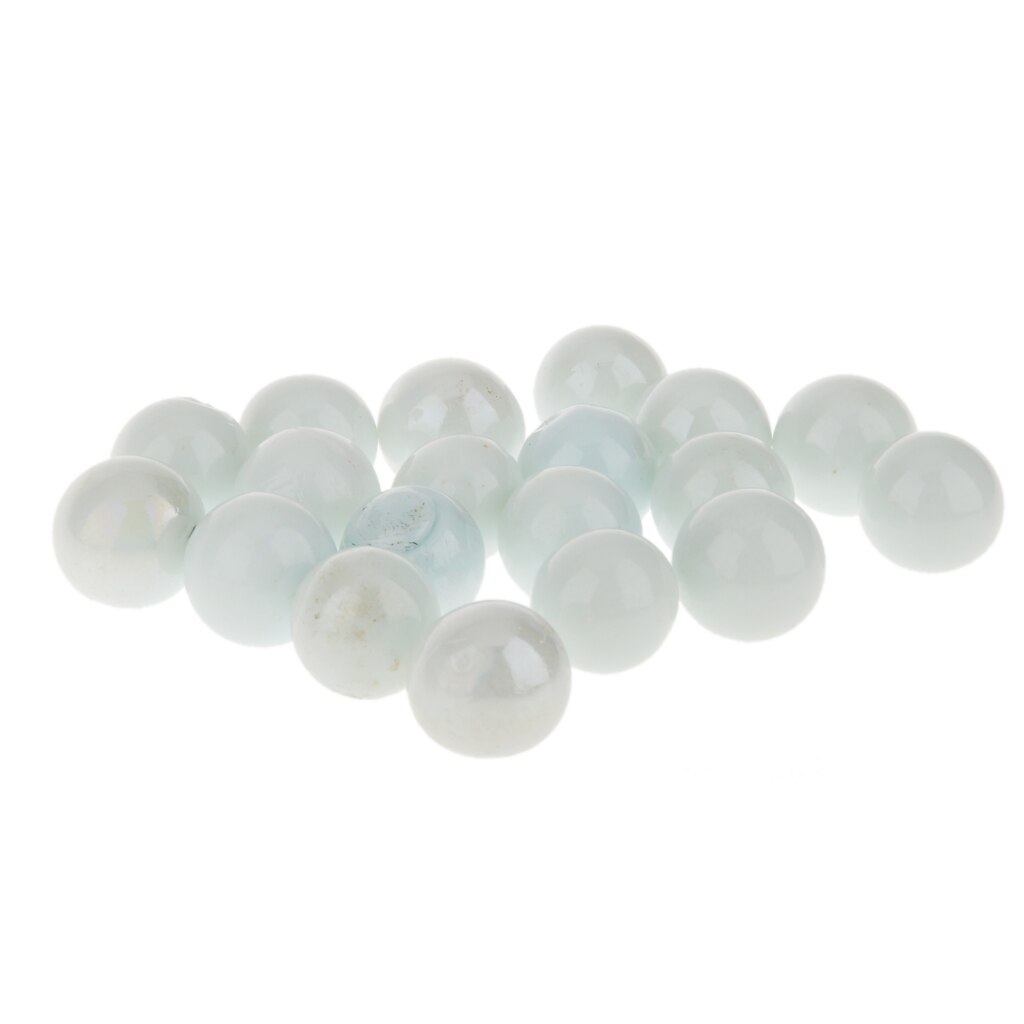 Canicas de cristal surtidas, juego tradicional, blanco, paquete de 20, 16mm