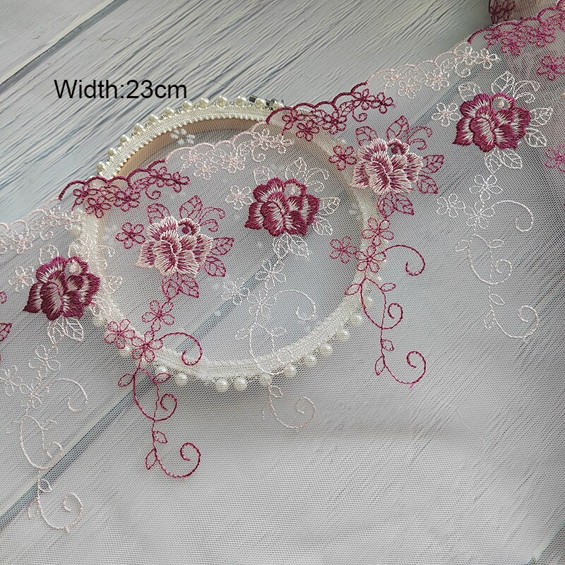 5 Yards 17-26cm Multicolor Mesh Embroidery Lace Trim Handmade DIY Needlework Sewing Doll Dress Clothing Material 150