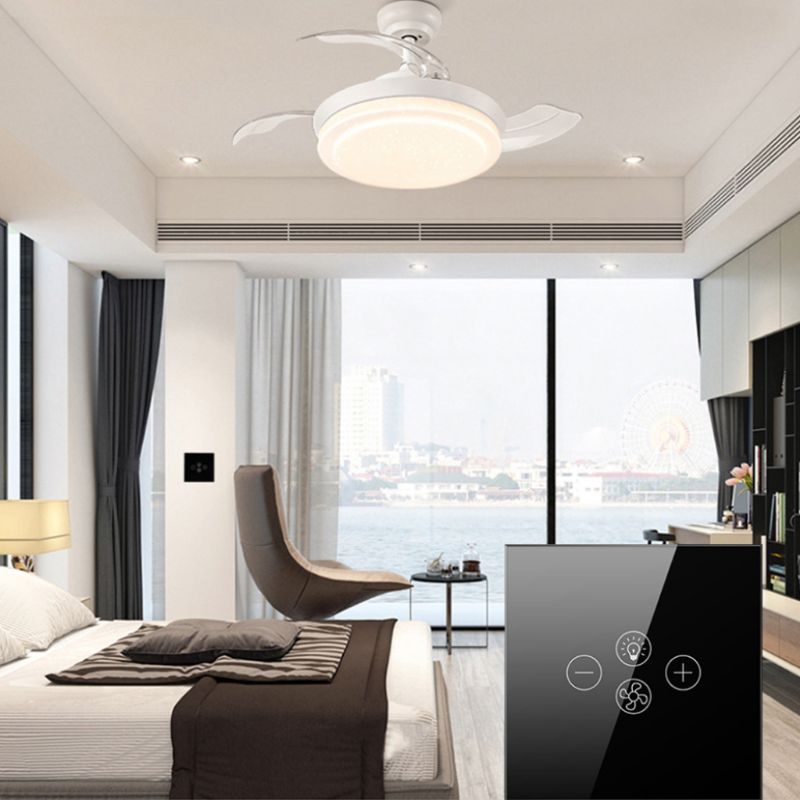 Smart wifi-ventilator lysafbryder eu / us loftventilatorlampe switch trådløs fjernbetjening håndfri stemmestyring timerindstilling