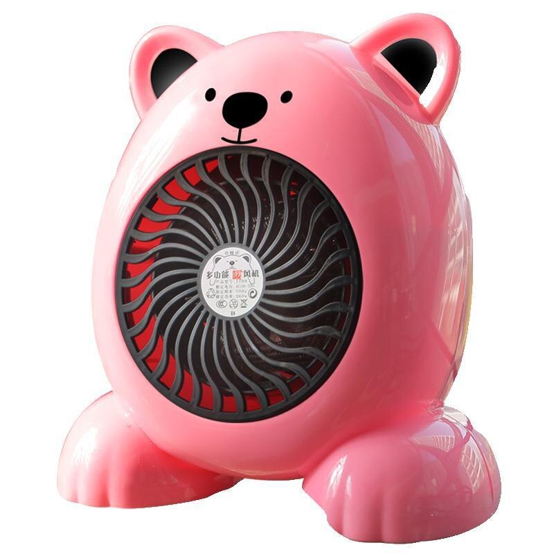 Mini Fan Heater Desktop Household Electric Heater Cartoon Bear Fast Heating fan Warm Machine for Winter Small Desktop Heaters: pink / us