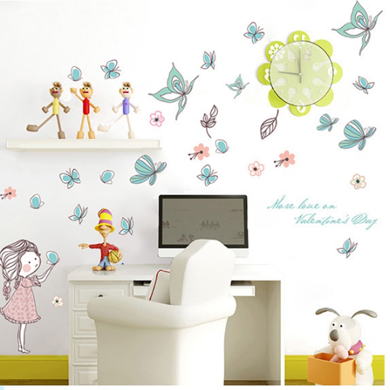 Flying butterfly stickers for girls Wall, girls room, home decor, art mural, cartoon stickers, kids room wallpaper