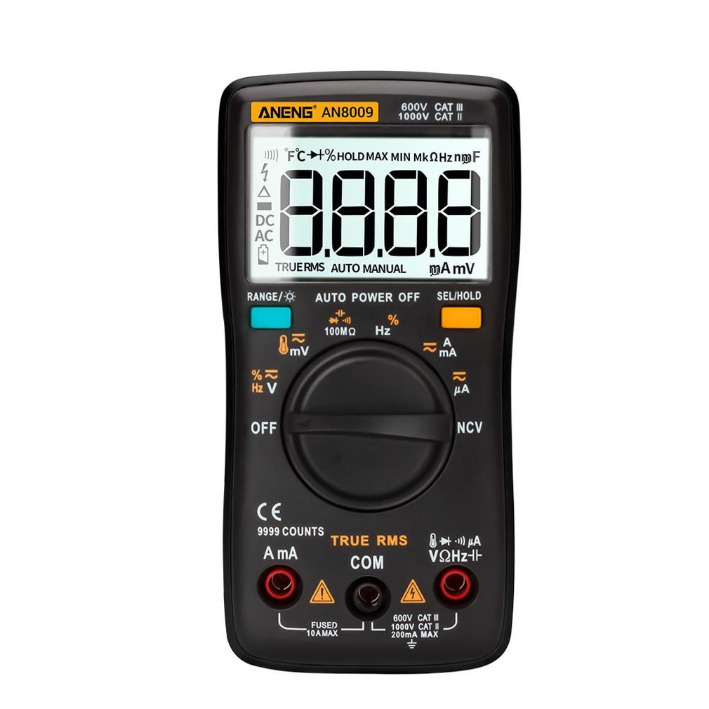 ANENG AN8009 multimètre numérique 9999 compte True-RMS gamme automatique NCV ohmmètre tension ca/cc ampèremètre courant mètre température