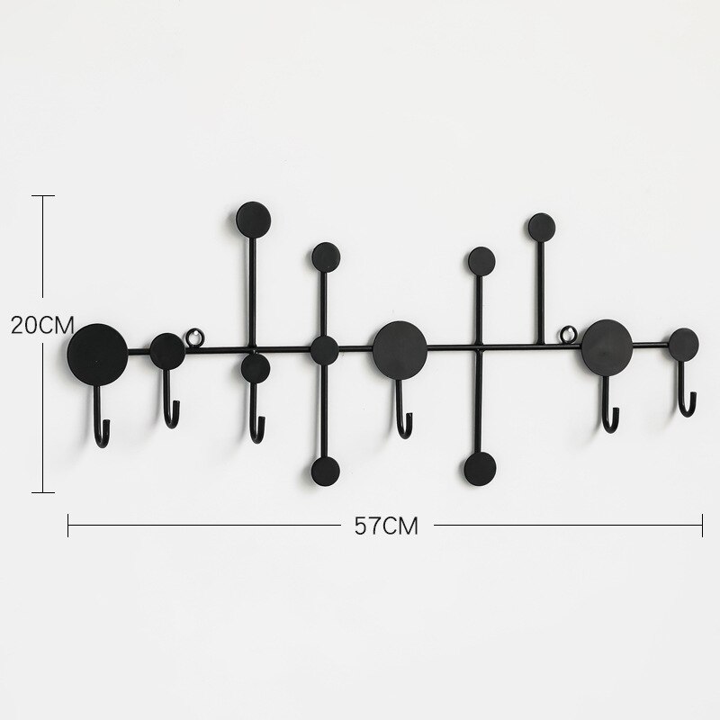 Gold /Black Wall Hook Storage Nordic Entrance Key Hanger Home Decoration Wall Hanging Fitting Room Clothes Coat Hook: Black 6 hook