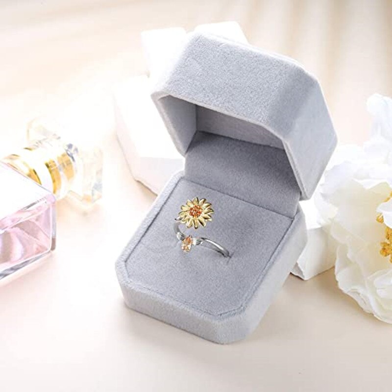 Vinger Spinner Ringen Fidget Angst Ring Voor Vrouwen Zonnebloem Verlichten Angst Ringen Draaien Anti Stress Ring Speelgoed Voor Meisje Vrouwen