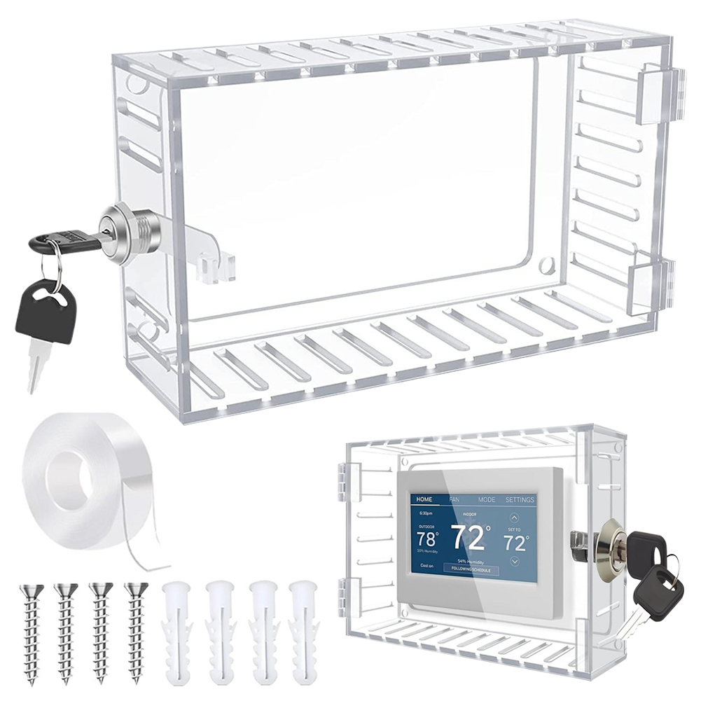 Universal Thermostat Lock Box with Key Thermostat Guard Large Thermostat Lock Box Cover AC Lock Box Cover for Thermostat on Wall