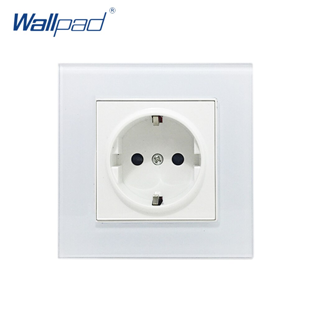 Fyrdubbel eu-uttag väggplatta kristallhärdat vit glaspanel 16a eu 110v-240v 4 ram eu vägguttag 344*86mm stl.: 1 eu uttag