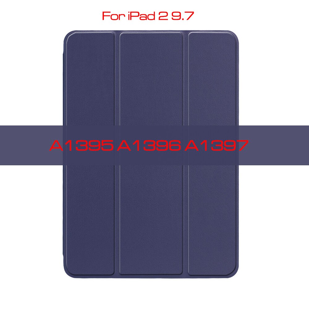 QIJUN etui na iPad 2 3 4 9.7 cala Fundas na ipad 2 ipad 3 ipad 4 A1395 A1416 A1460 PC powrót PU skóra inteligentna okładka Auto sen: Navy Blue-iPad 2