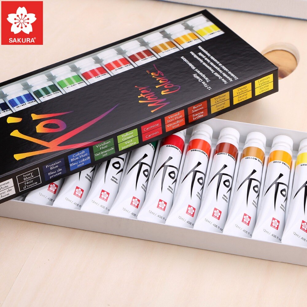 SAKURA Koi Water Colors Set Transparent Watercolor Paint 12 Colors 18 Colors Japan 12ml