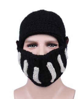 Di alta qualità di Inverno Cavaliere Romano Cappello di Lana Viso Collo Vento di Cotone Fatta A Mano Cappello Gladiatore Maschere Berretti cap per Il tempo libero: nero