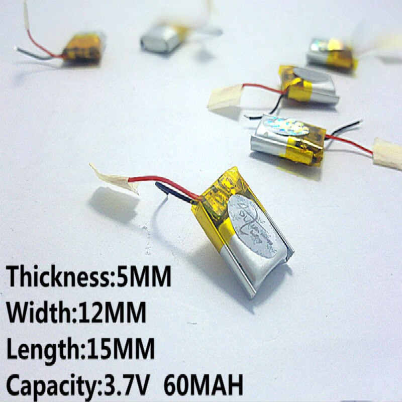 3.7v lithium-polymer-akkuzellen (li-po, li-ion) 501215 60 mah für  mp3 mp4 mp5 gps-mobilgeräte mit bluetooth