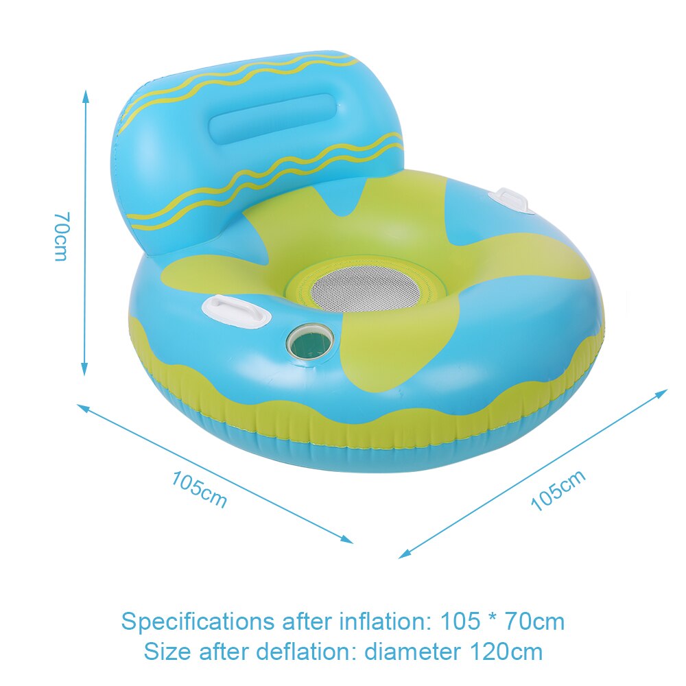 Colchón flotante inflable de MM para natación, cama de salón flotante de agua, silla para piscina ecológica de PVC con anillo: green