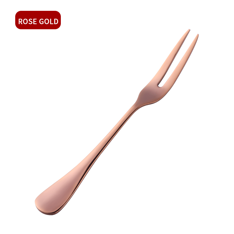 7 stks/partij Luxe Gold Cake Vorken Rvs Salade Vorken Kleurrijk Fruit Vork Slak Vork Gebruikt voor Snack in Party: Rose Gold 8 pcs