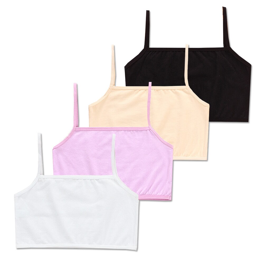 4 stk/parti bh'er teenagere piger undertøj børn bomuld ensfarvet sommer børnesele teenage 6-12y pinkycolor hipster sport: Baizifuhei / 10