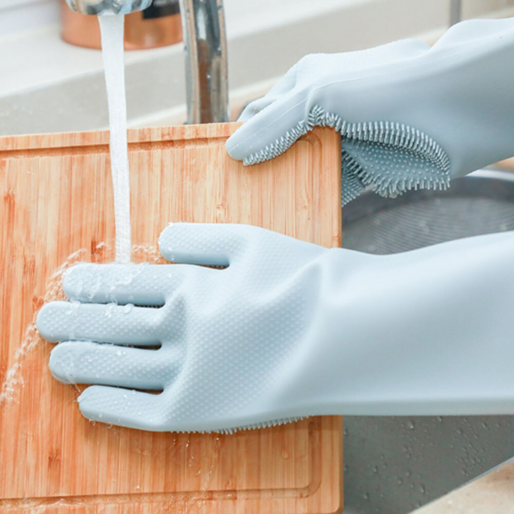 Silicone Dishes Washing Cleaning Gloves With Clean... – Vicedeal