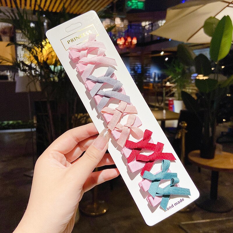 Barrettes avec nœud pour bébé fille, 10 pièces, ruban, Clips à pois rayés, Plaid, épingles à cheveux, accessoires pour enfants: style1