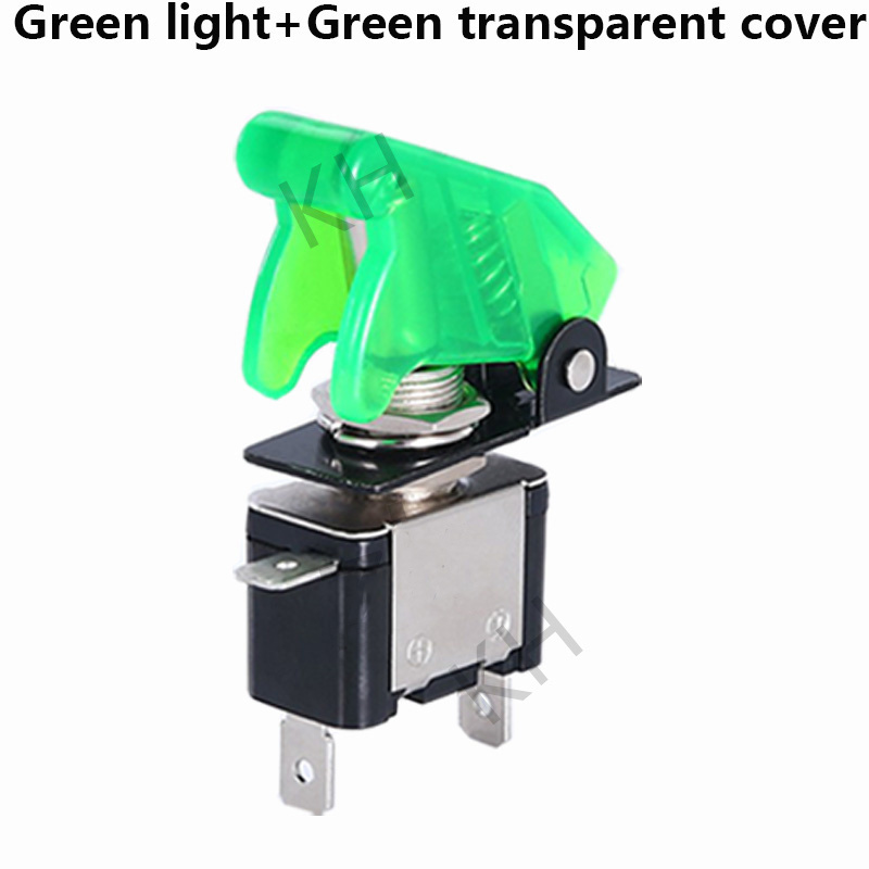 Auto Car Boat Truck Illuminated Led Toggle Switch With Safety Aircraft Flip Up Cover Guard 12V20A transparent: black
