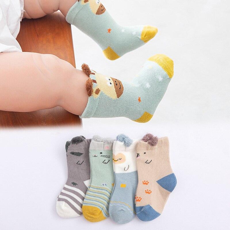 4 Paar Leuke Cartoon Baby Sokken Meisjes Katoen Pasgeboren Jongen Peuter Sokken Baby Baby Sokken Lente Kids Kinderen Baby Accessoires