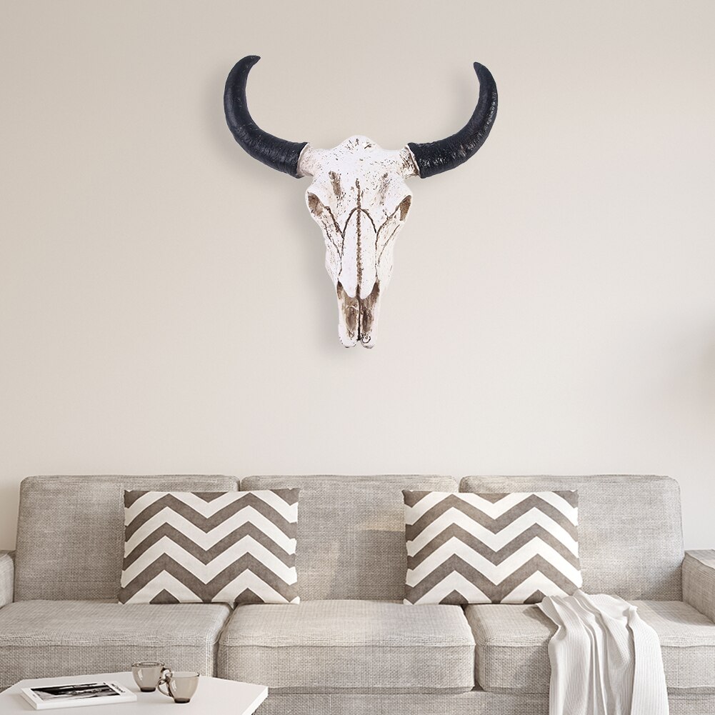 Harts longhorn ko skalle huvud vägghängande dekorationer prydnader 3d djur djurliv horn skulptur figurer hantverk heminredning