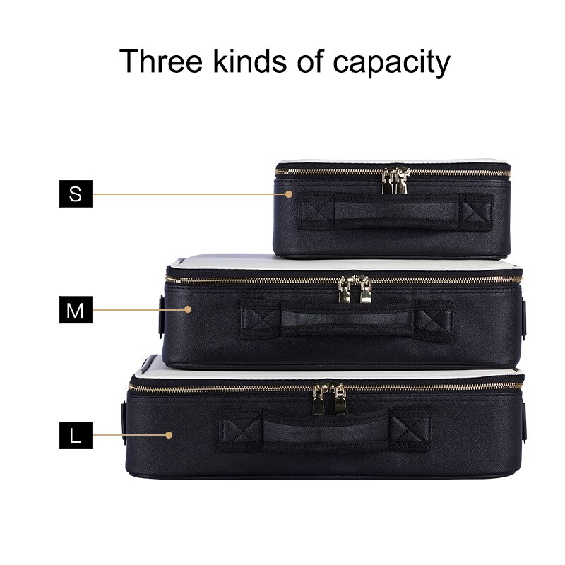 Ladies Double-layer Waterproof Cosmetic Case Bag Women Large Capacity Makeup Brush Organizer Case