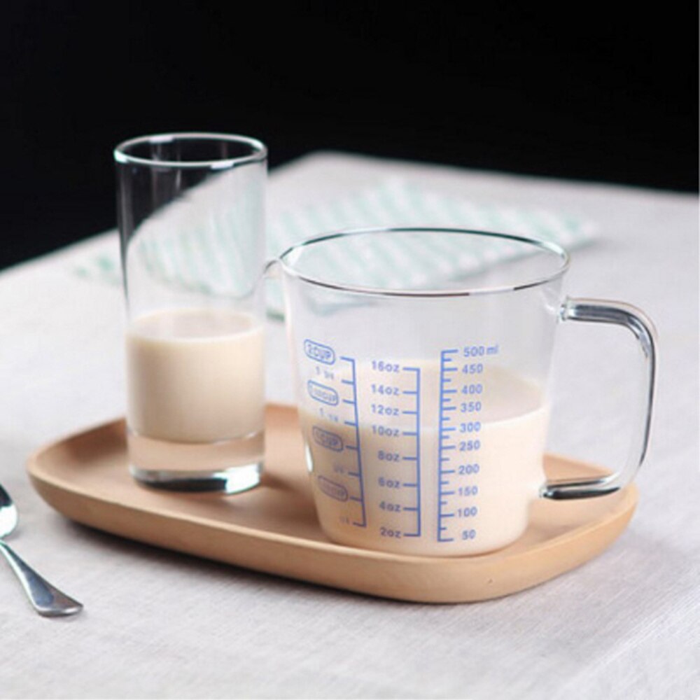 1PC 500ml Heat-resistant Glass Measuring Cup Children's Cup with Scale Microwave Measuring Cup Transparent Scale Cup