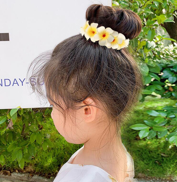 Bandeau de cheveux pour filles, couronne de fleurs PlumBR, bandeau magique pour chignon, frangipanier, guirxiété de cheveux, mariage, 11 couleurs, , 2 pièces: YELLOW