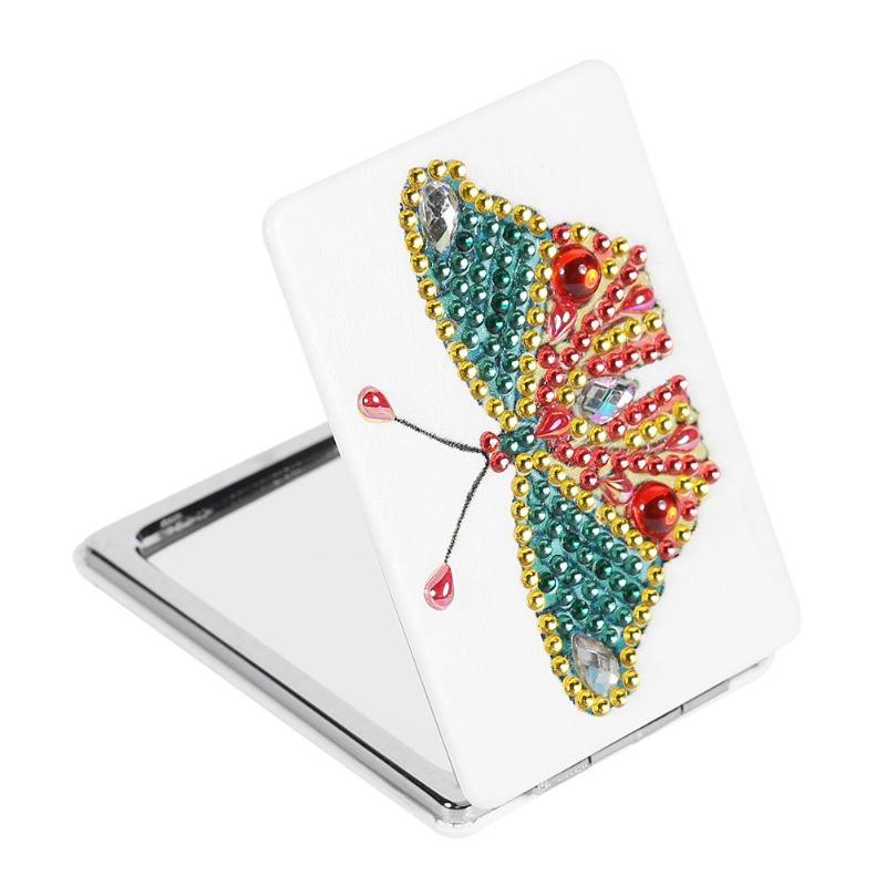 5D bricolage diamant peinture miroir Mini poche femmes fille maquillage miroir papillon strass diamant broderie miroirs