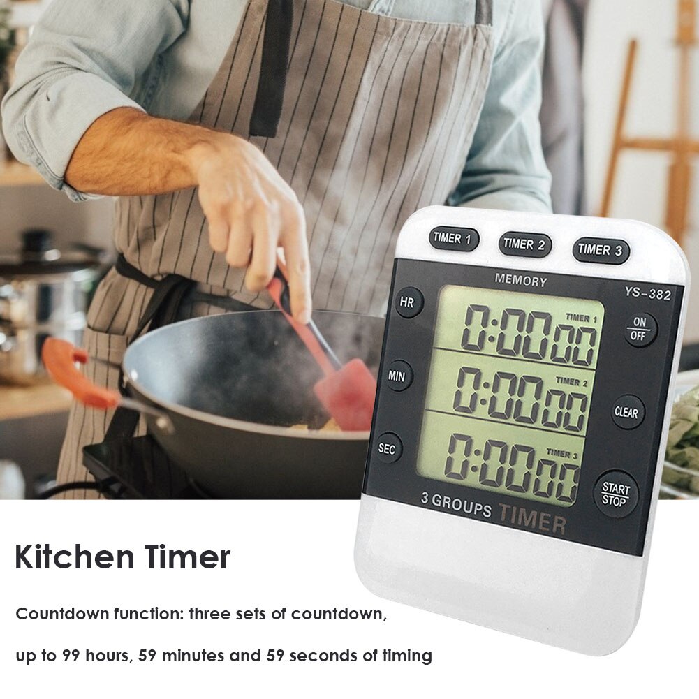 Square 3-way Kitchen Timer High Digital Display Countdown Food Cooking Alarm Temporizador Home Supply Kitchen Tools
