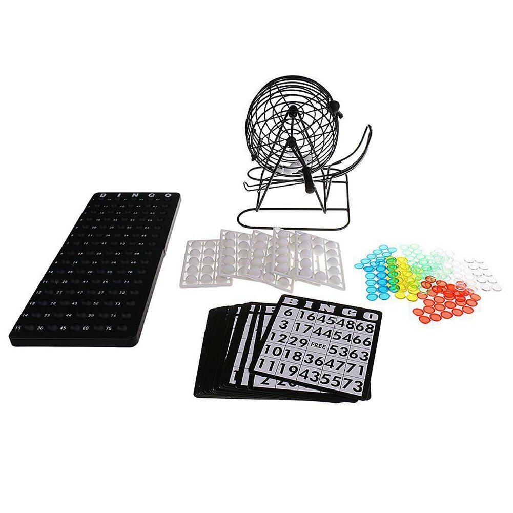 Divertido juguete para de Bingo para adultos, juego de Mini con bolas, cartas, caja de Metal, juego de máquina de lotería, familia, tipo Manual, para casa