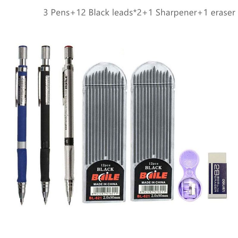 2.0mm Mechanical Pencil Set 2B Automatic Pencils with Color/Black Lead Refills for Draft Drawing, Writing, Crafting, Art Sketch: Brown