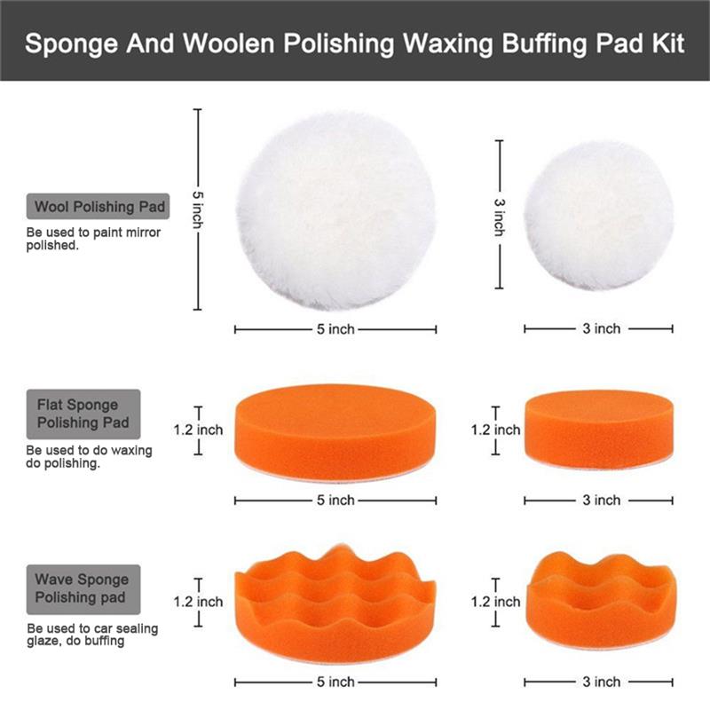 39Pcs Auto Polishing Pads Kit Buffing Pads Car Care Polisher Tool Waxing Polishing 2 in 1 Set