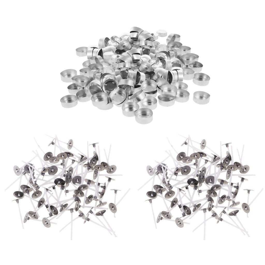 200x Aluminium fallen Tee Licht Leere Halfter & 200x Gewachst Kerze Docht mit Tab