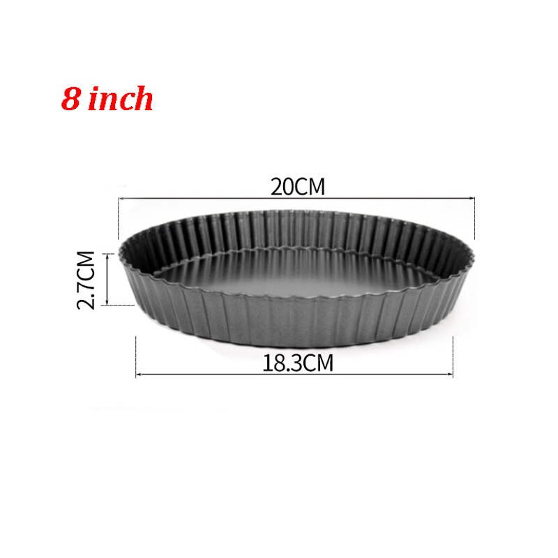 1pc Tart Quiche Flan Pan Non-Stick Molds Pie Pizza Cake Round Mould Removable Loose Bottom Fluted Heavy Duty Bakeware Pan ZXH: 8 inch