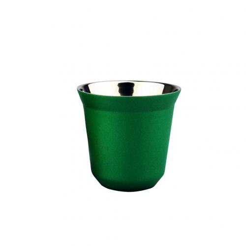 80ml dobbel vegg kaffekopp rustfritt stål kaffekrus espresso kaffekopper isolasjon kaffekopp kapsel krus te kaffekopper: Grønn
