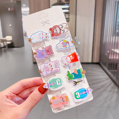 1 Juego de pinzas para el pelo con dibujos de frutas para niña, horquillas de arcoíris, tocado, accesorios para el cabello para niña: 10pcs 2