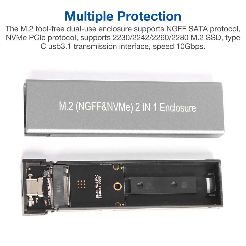 Boîtier M.2 vers USB 3.1 SSD, boîtier adaptateur NVME/NGFF vers Type C SSD, boîtier M.2 vers USB 3. NGFF SATA