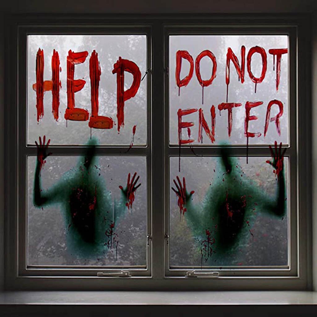 2PCS Halloween Masquerade Party Haunted Houses Decoration Window Poster “HELP DO NOT ENTER” Letter Terror Wall Stickers F99