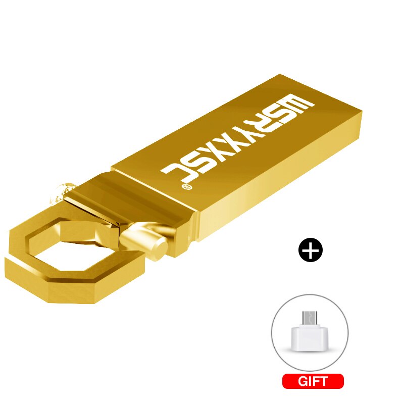 Wsryxxsc usb-stick wasserdicht-stick 32gb high-speed-flash-karte usb reale kapazität u disk mit freies micro adapter: gold