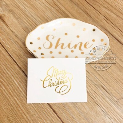 20pcs/lot gold Blessing card message card Happy Birthday Merry Christmas Happy Year Love blessing greeting cards: Merry Christmas