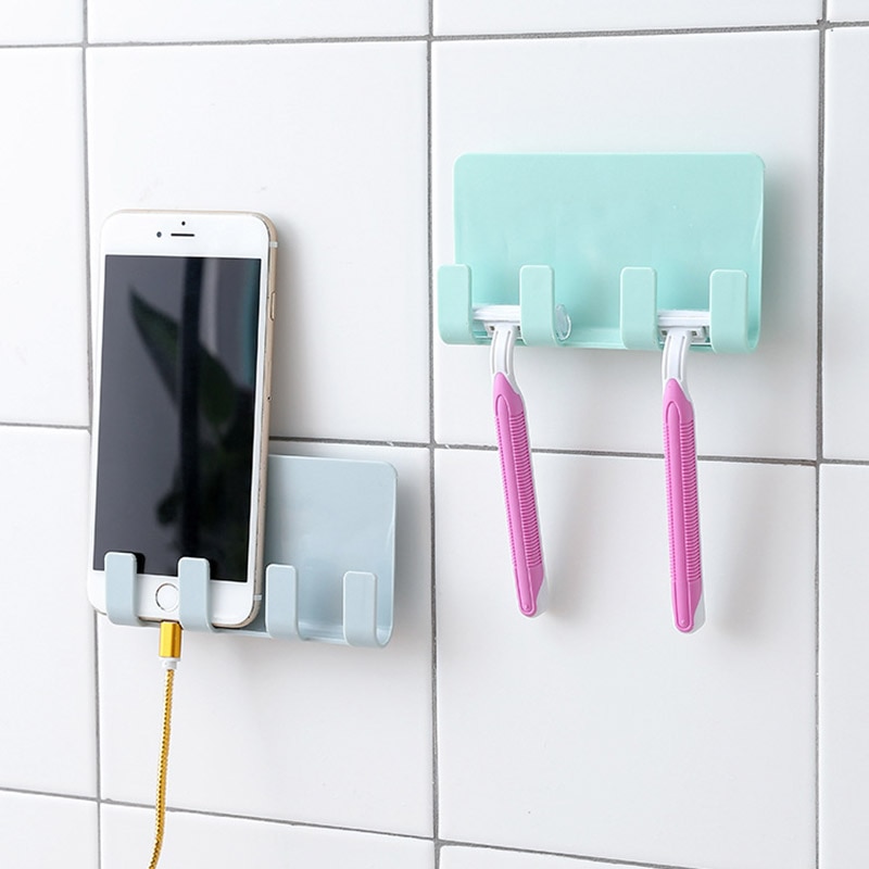 Universal Phone Suction Wall Hook Charging Cable Wall Hanging Rack Hanger Mount Charge Cable Holder Home Power Socket Stand