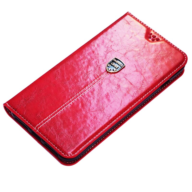 for Huawei Y6p MED-LX9, MED-LX9N 6.3" Wallet Flip Style Glossy Skin PU Leather Back Cover Phone Bag Case: 035 Red