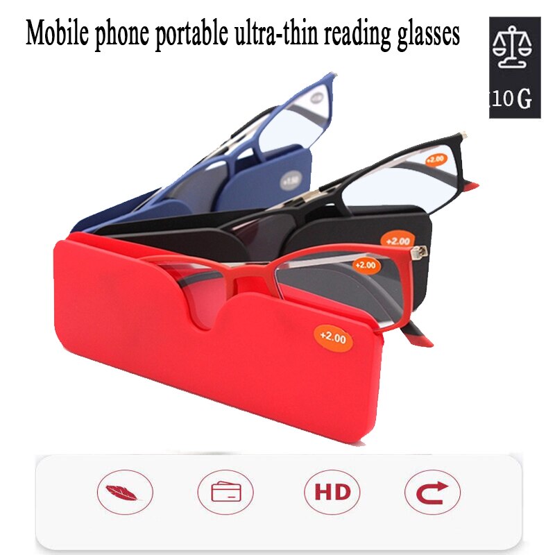 2020TR90 Ultra-thin Frame Portable Reading Glasses Unisex Ultra Light Paper Wallet Reading Glasses 1.0 -4.0