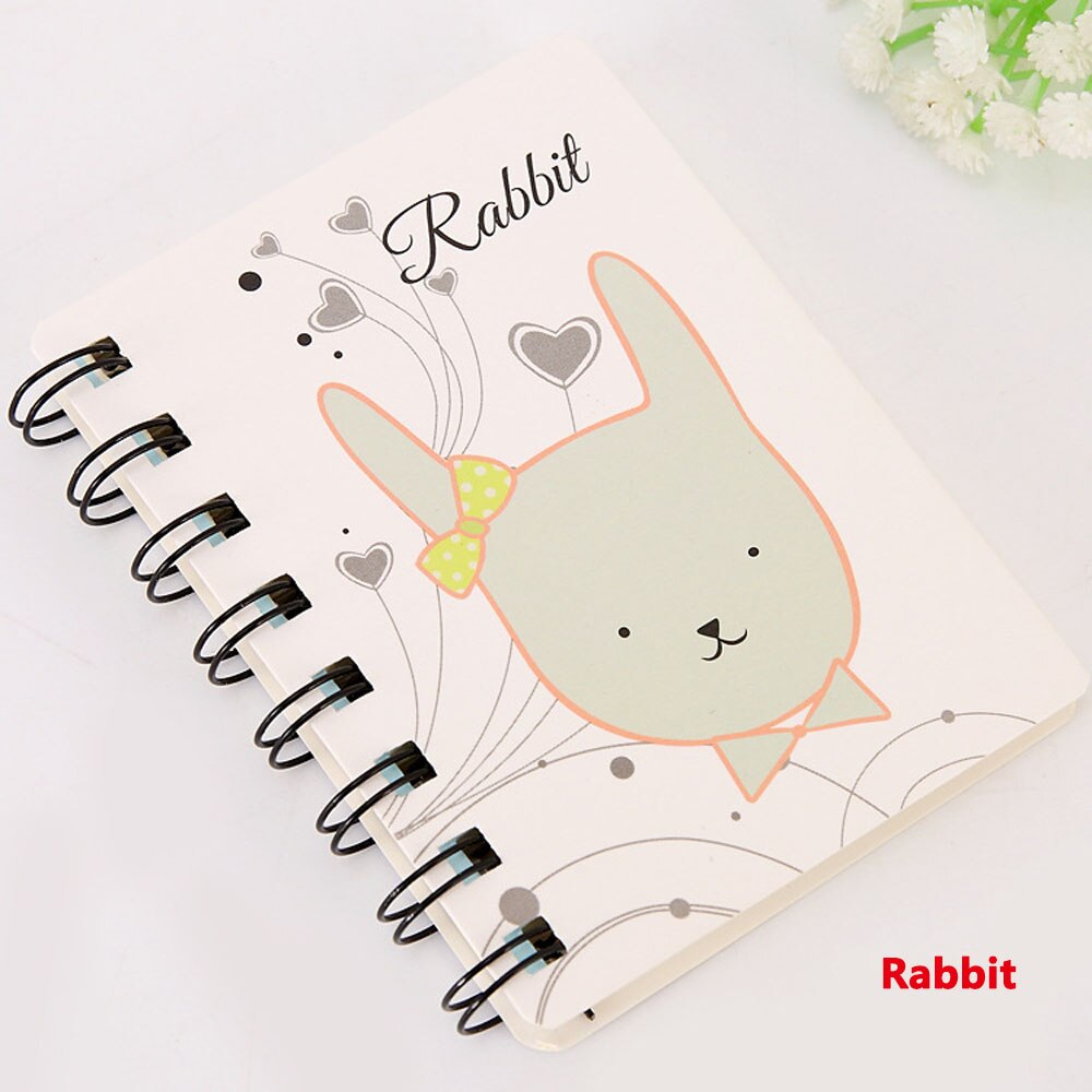 1 Pcs Notebook Creatieve Schattige Dieren Cartoon Rollover Spoel Notebook Flanner Tijdschrift Agenda Dagboek Schetsboek: rabbit